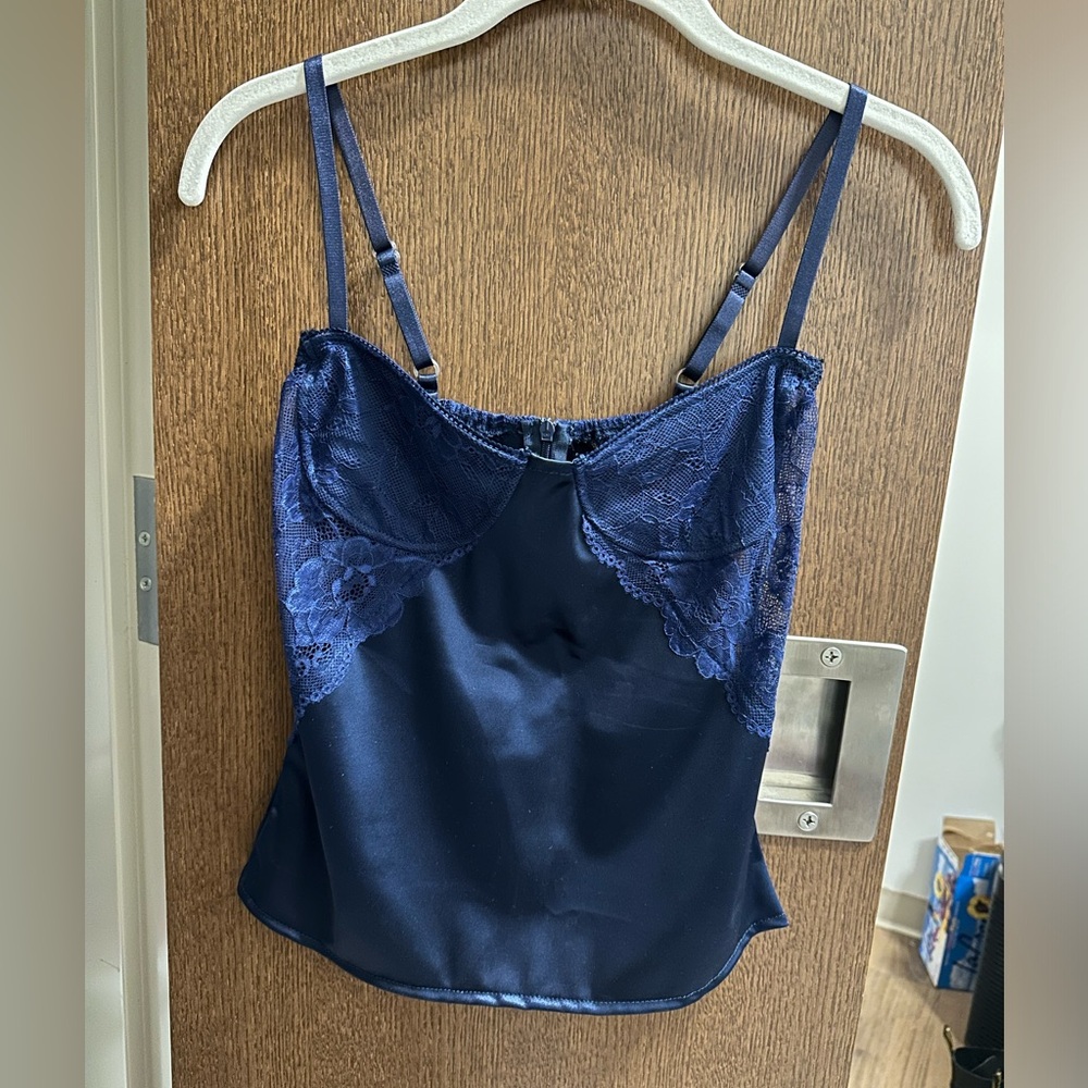 Blue Silky Lacey Cami S